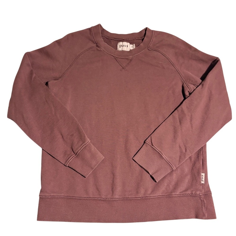 Pact Sweatshirt Women Medium Burgundy Excellent Organic Cotton Raglan Pullover
